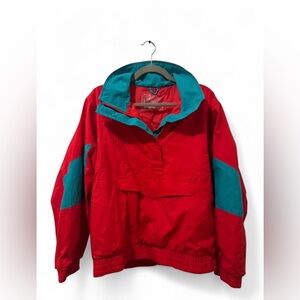 Vintage Red and Teal Windbreaker Jacket
